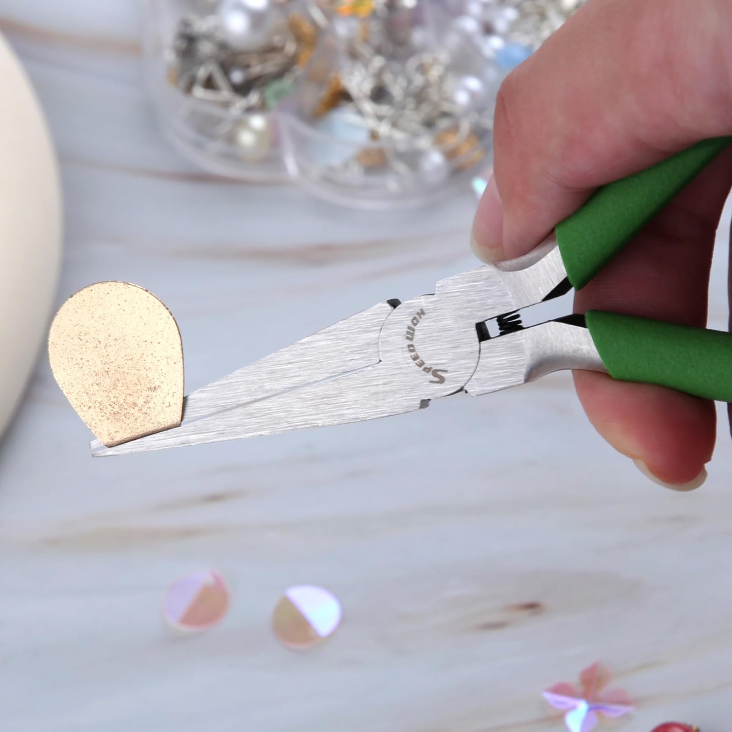 SPEEDWOX 5" Flat Nose Mini Duckbill Pliers – Precision Fine Nose Jewelry Making, Beading & Craft Hand Tool