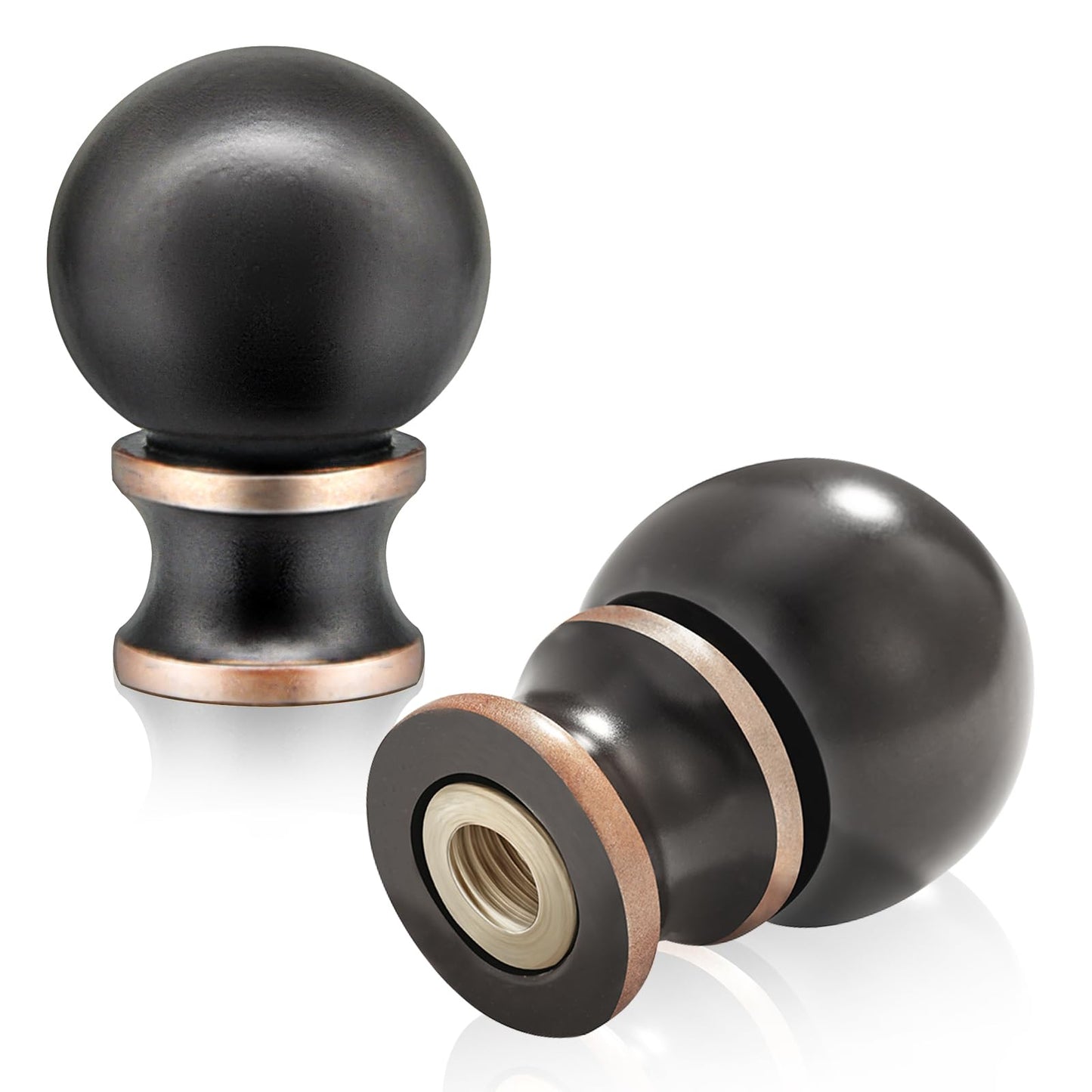 Ball Lamp Finial Cap for Shade Top, Solid Heavy Metal Screw Finial, 1/4-27” Thread, Fits Table & Floor Lamps