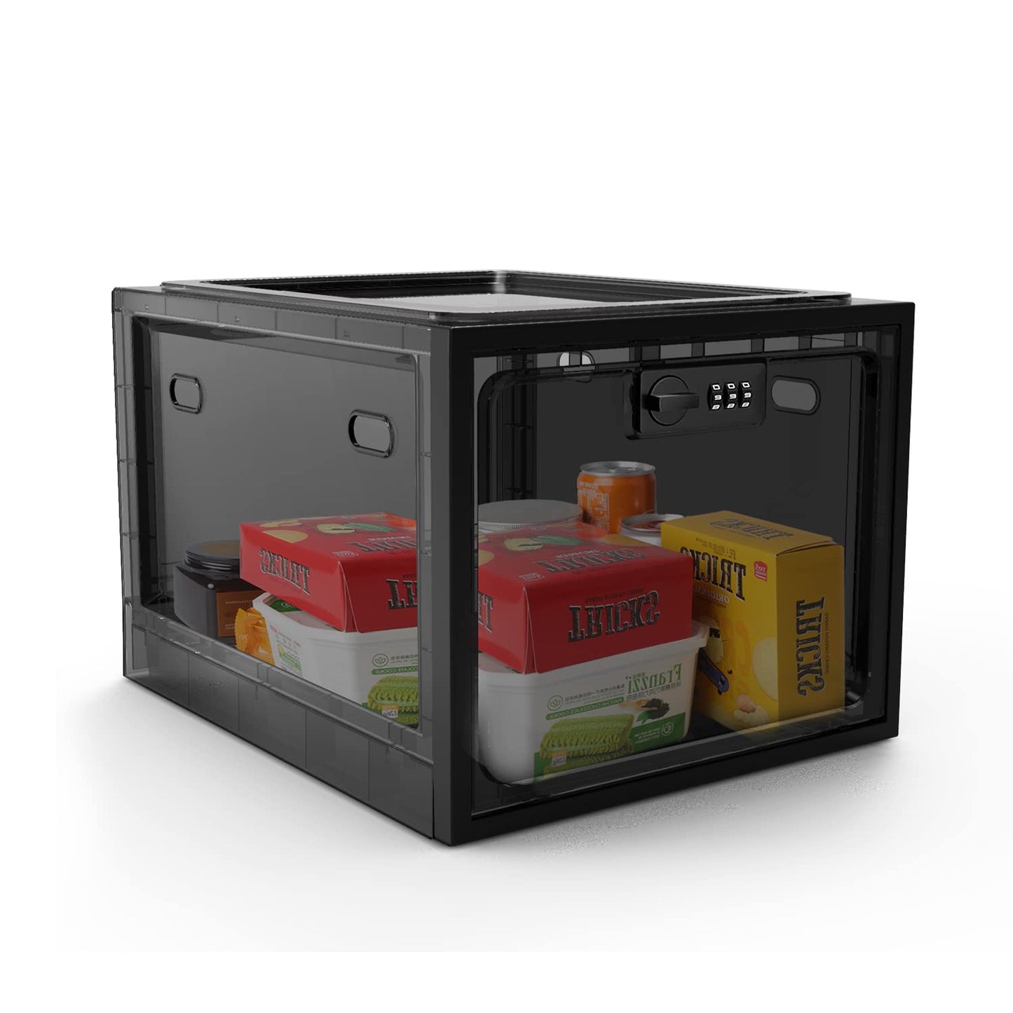 Lock Box for Medicines, Food, and Electronic Devices - Ideal for Keeping Medications Safe Locker, Lunch Snacks Locked Up Cabinet and Jail Cell Phones in One Lockable Container (Translucent Black)