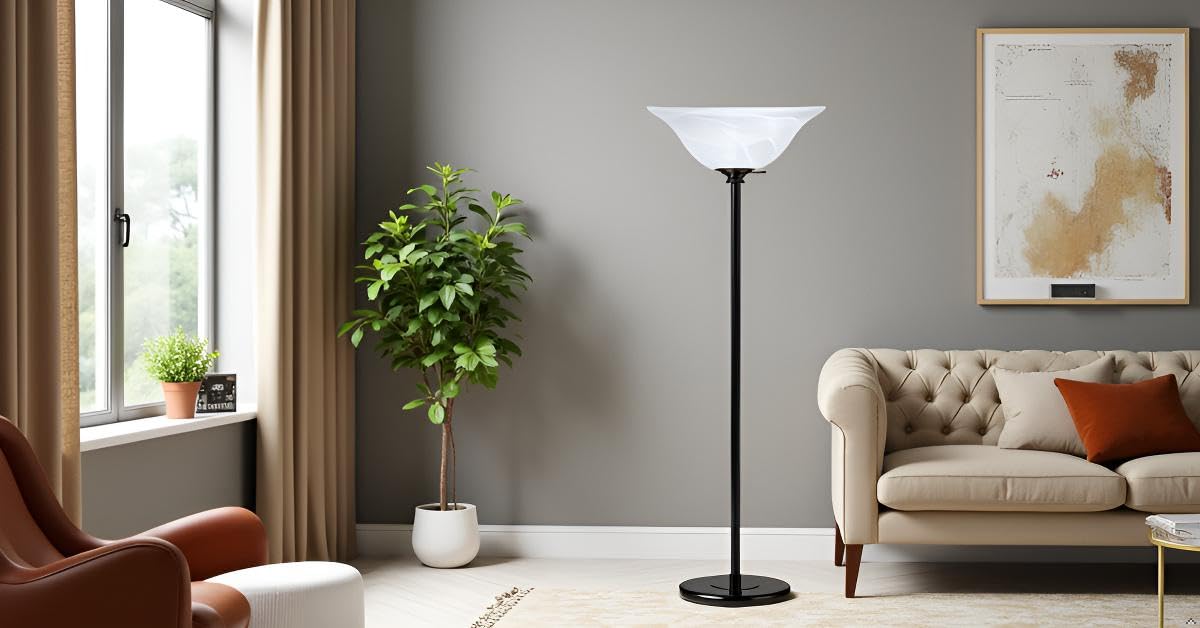 Aspen Creative 23140-11 Etched Alabaster Glass Shade for Medium Base Torchiere, Swag & Pendant Lamps, 15.5" Dia x 5.5" H, 1 Pack