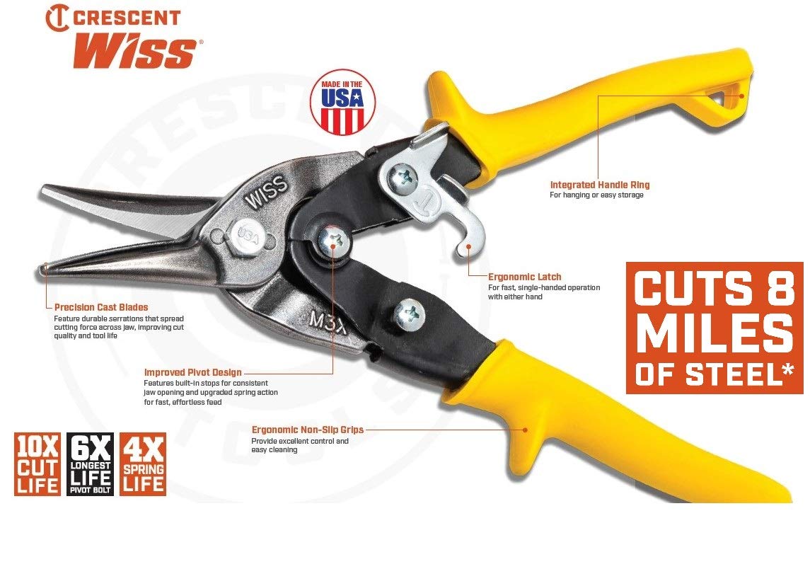 Crescent Wiss 9-3/4" MetalMaster Compound Action Straight and Left Aviation Snips - M1R