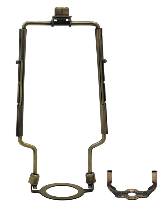 Creative Hobbies Adjustable Lamp Harp 8" 9" 10" Includes Regular Base and Uno Base and Finial (Antique Brass)