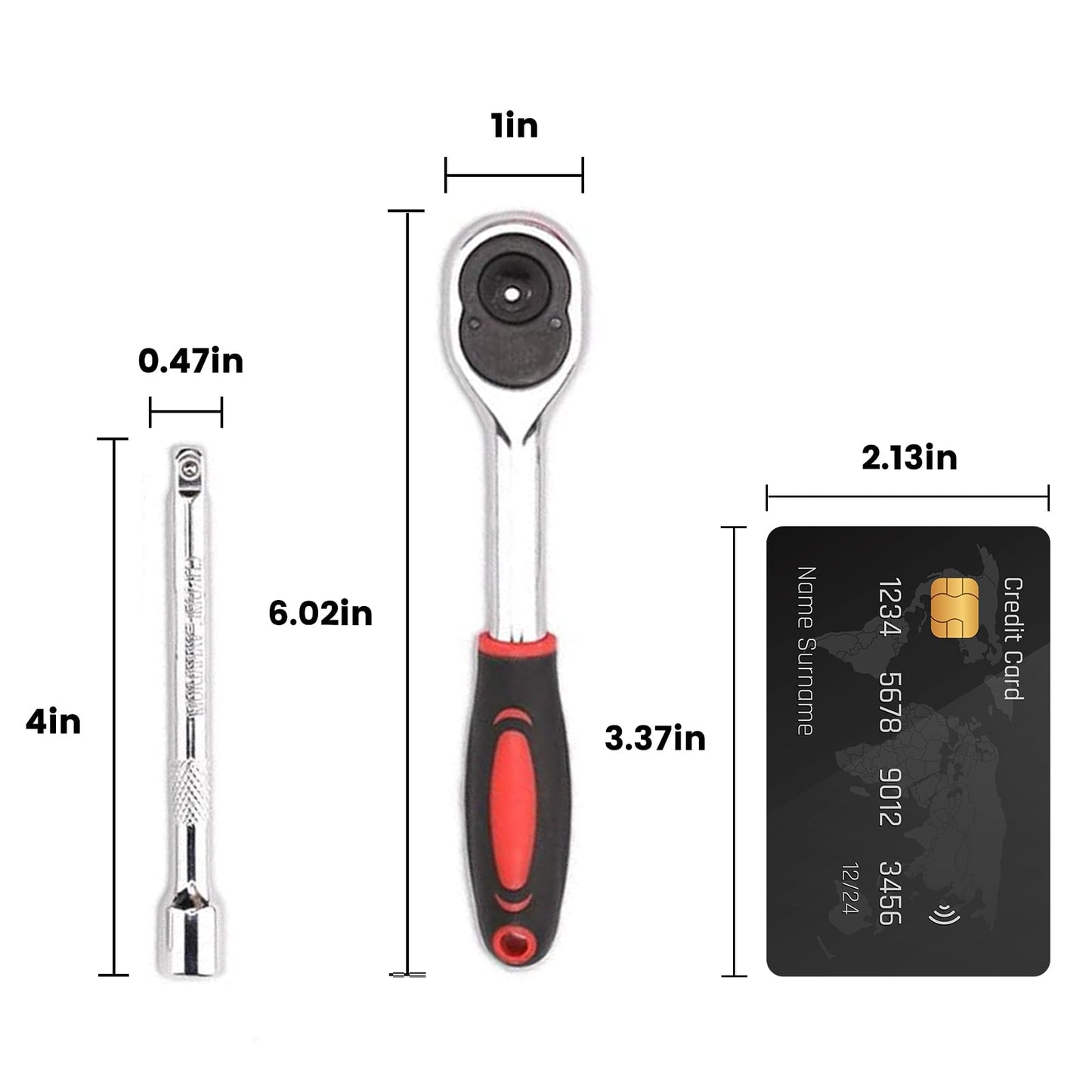 Egofine 12pcs 1/4" Mini Ratchet Socket Set, 10 Sockets 4-13mm, Quick-Release Ratchet Handle & Extension Bar