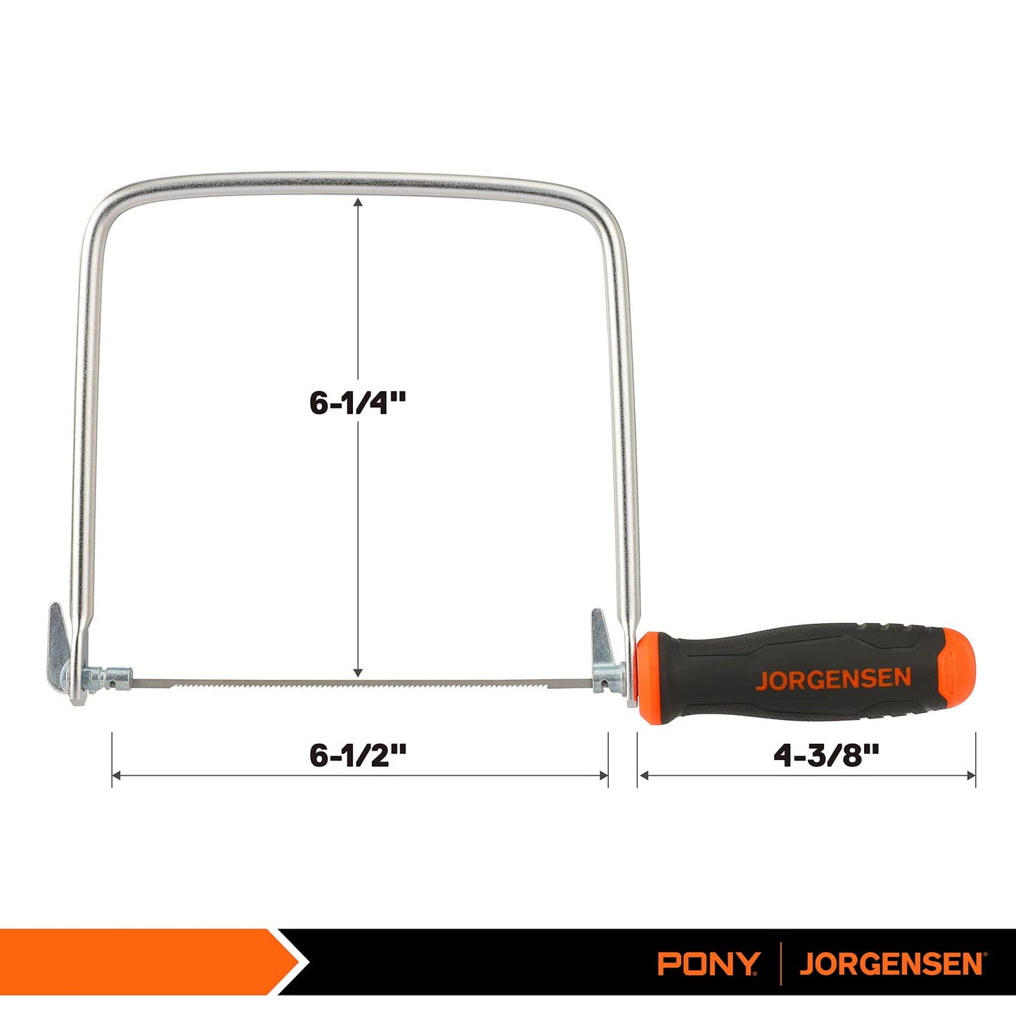 JORGENSEN Pro Coping Saw, Coping Frame and Extra 2pcs 6-1/2 Inch Replacement Blades Set for Woodworking, Plastic, Rubber, and Soft Metal Cutting