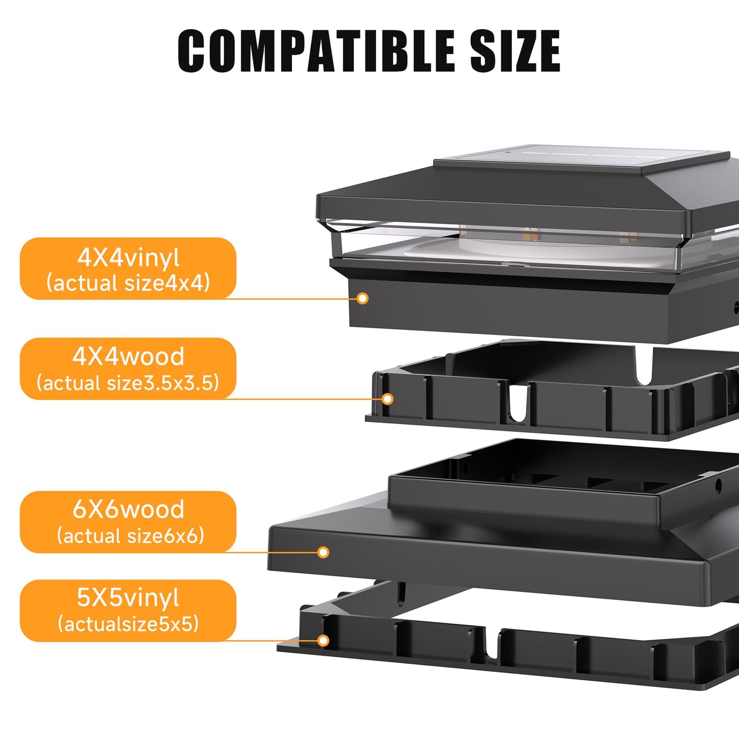 12-Pack Solar Post Cap Lights for 4x4, 5x5, 6x6 Posts – Warm & Cool White, Black Waterproof Outdoor Fence Lights for Garden Patio Porch