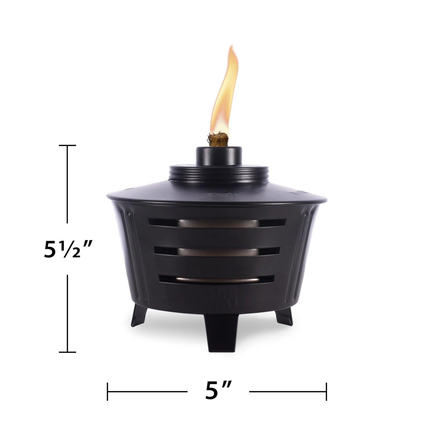 TIKI 2-Pack Mini Tabletop Fire Pit Torches – Outdoor Patio, Garden & Backyard Decorative Black Metal Flame Torch with Wick & Snuffer