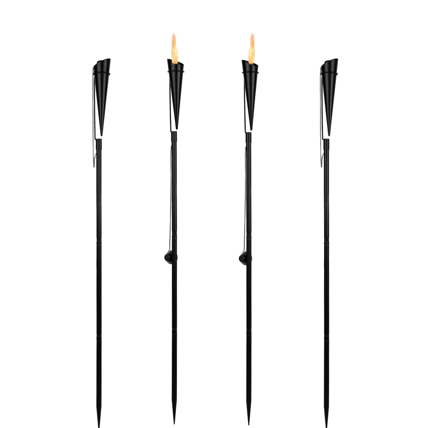BIRDROCK HOME Outdoor Torches, 4 Pack – Weather-Resistant, Modern Design, Durable, Citronella Oil Compatible for Patio, Backyard, Pathway