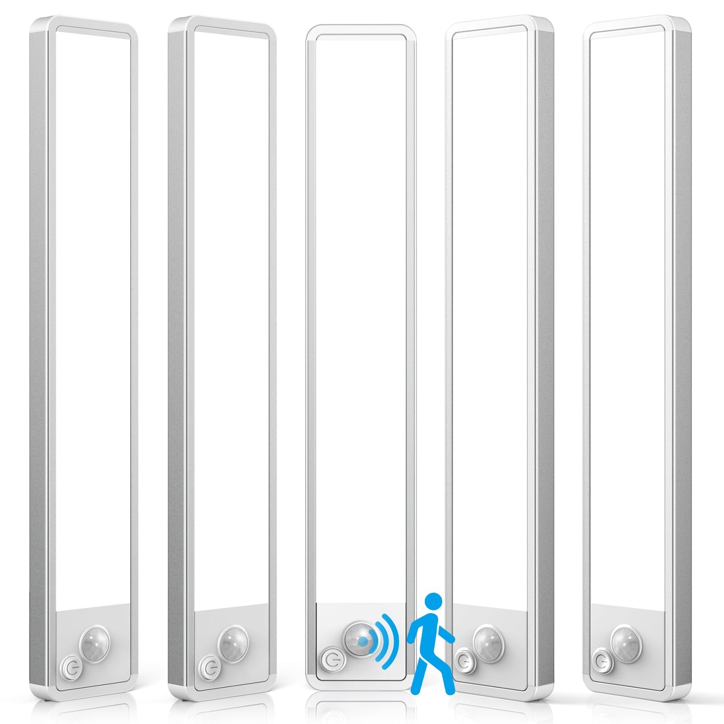 5 Pack Under Cabinet Lighting Wireless 2200maAh Rechargeable LED Motion Sensor Magnetic Light Indoor Closet Lights for Kitchen, Stairs Cool White