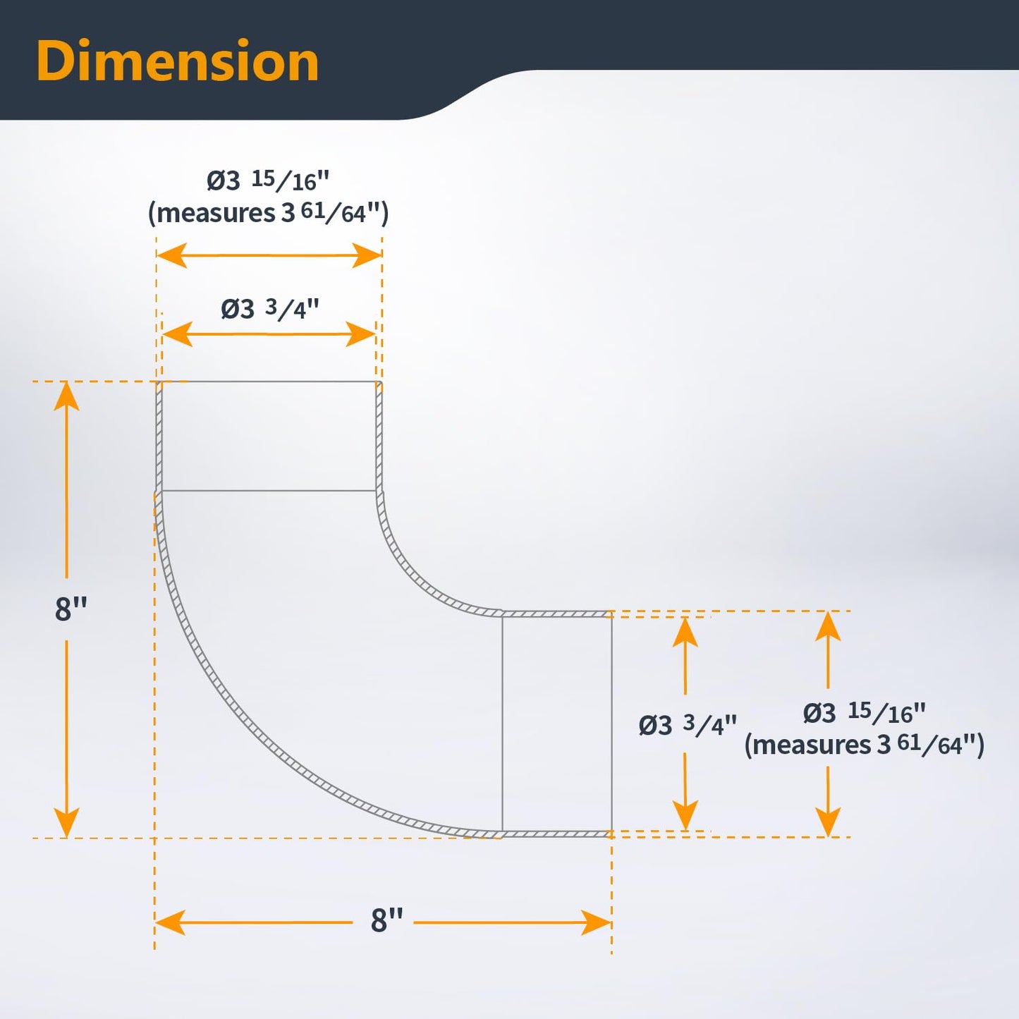 POWERTEC 70105 4" Elbow Dust Hose Connector, Black, 4", 90 Degree Elbow