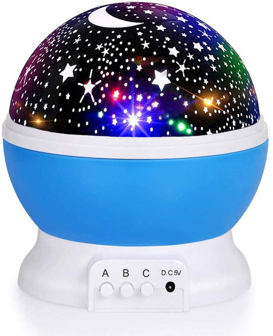 RICTLY Kids Night Light Star Projector, 360° Rotating Nebula, 4 LED Bulbs, 12 Color Changing Lights, USB Powered, Gift for Kids & Adults