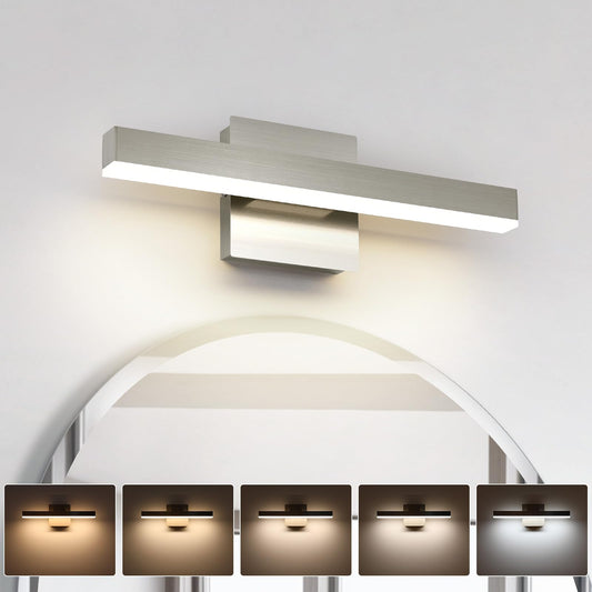 Joossnwell 15.74” Brushed Nickel LED Vanity Light Bar, 5CCT Dimmable Modern Bathroom Fixture, ETL Certified, Over Mirror