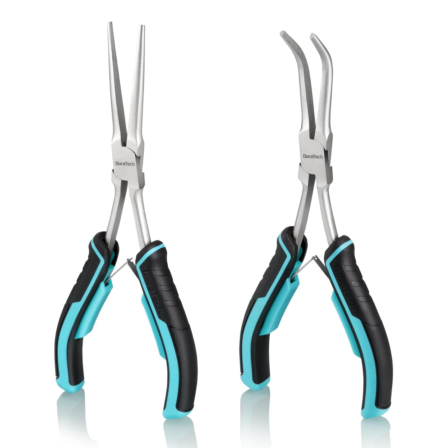 DURATECH 2PCS 7" Needle Nose Pliers Set – Long & Bent Nose, Ideal for Jewelry Making, Wire Wrapping, Bending & Narrow Spaces