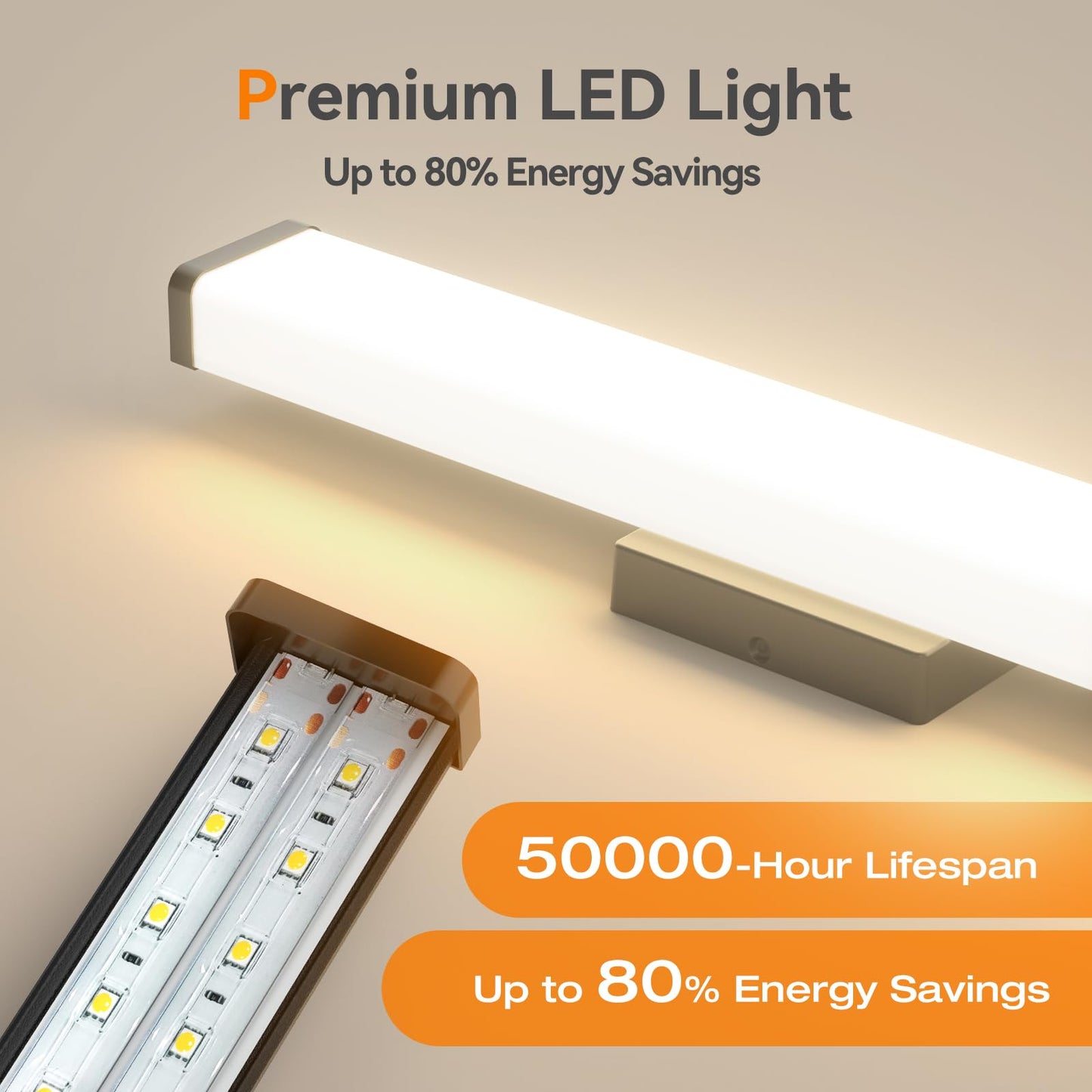 Amico 16" Dimmable LED Bathroom Vanity Light, 5CCT Modern Wall Lamp for Mirror, Kitchen, Hallway, Living Room, Black, ETL Certified