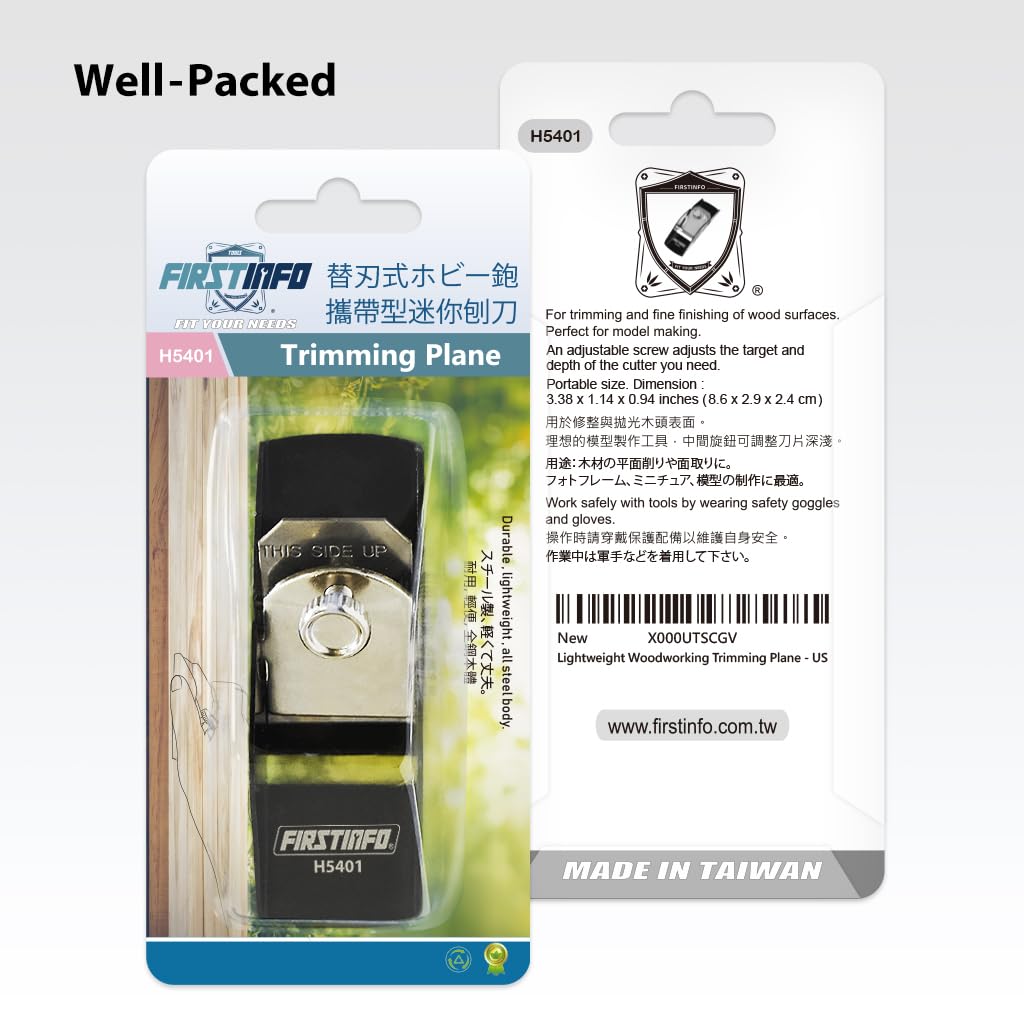 FIRSTINFO H5401 Mini Hand Plane Small Lightweight Steel Body Trimming Plane for Woodworking/Trimming/Wood Planing