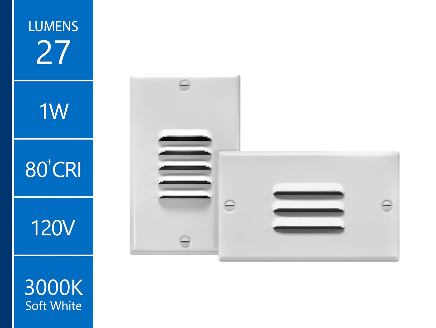 STP2 Louvered White LED Step Light with Photocell (STP2L120WHPC)