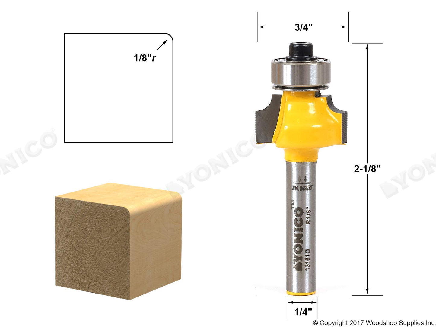 YONICO 13161q 1/8-Inch Radius Round Over Edge Forming Router Bit 1/4-Inch Shank
