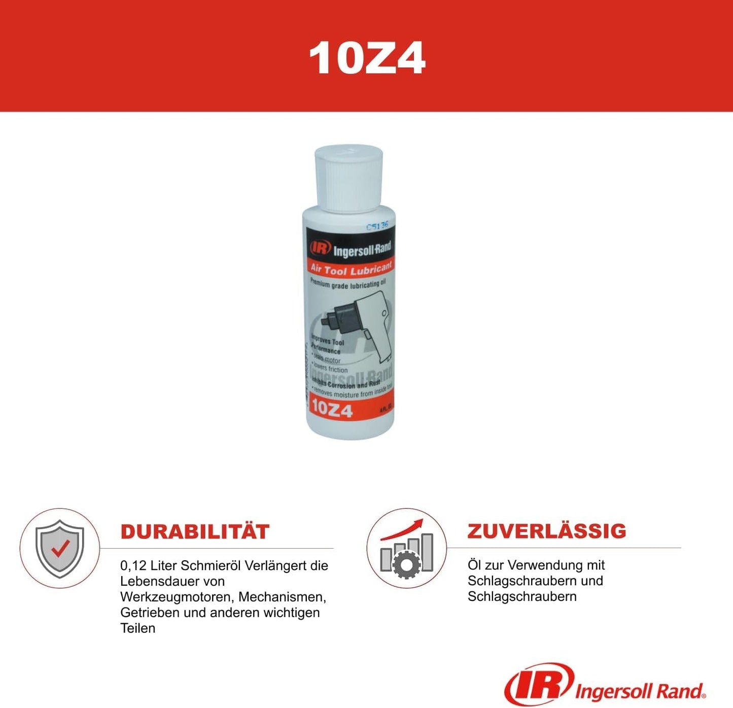 Ingersoll Rand Air Tool Oil, 4oz Bottle, SAE Grade 10W - Packaging may vary