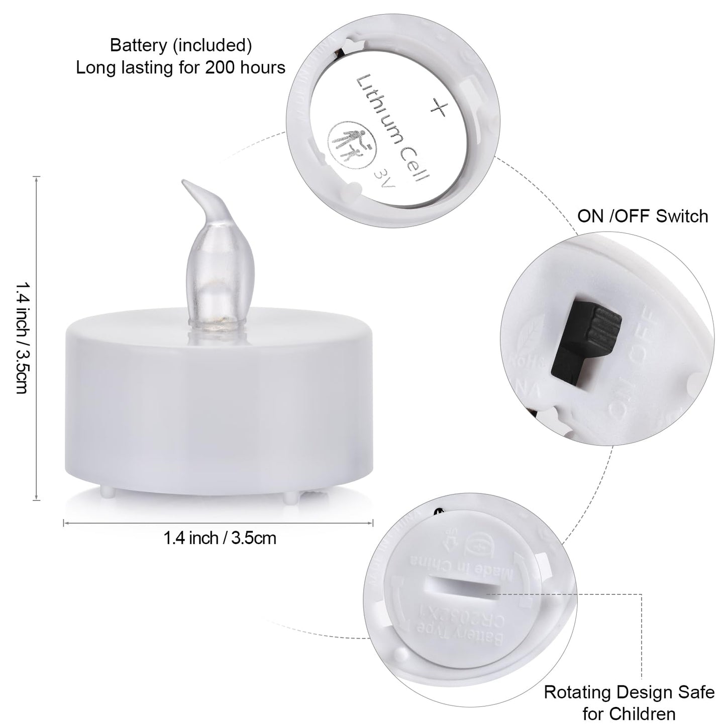 Nancia 100-Pack Flameless LED Tea Light Candles, Realistic Flicker, 200H Long-Lasting, Battery Operated, Warm Yellow for Home, Party & Wedding