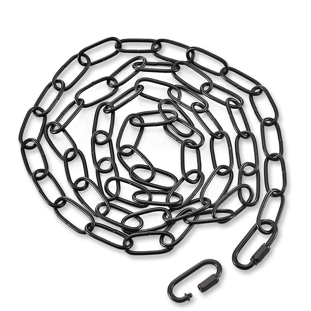 PEESIN 6ft Black Chandelier Hanging Chain with Lock, Industrial Light Fixture & Plant Extension Chain, Heavy-Duty 50 Links