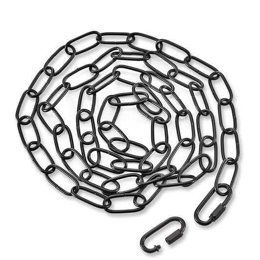 PEESIN 6ft Black Chandelier Hanging Chain with Lock, Industrial Light Fixture & Plant Extension Chain, Heavy-Duty 50 Links