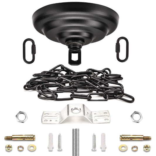 ROJOSER Heavy Duty Canopy Kit and 3.2 feet Pendant Light Fixture Chain for Chandelier or Swag Light Fixtures,Vintage Black