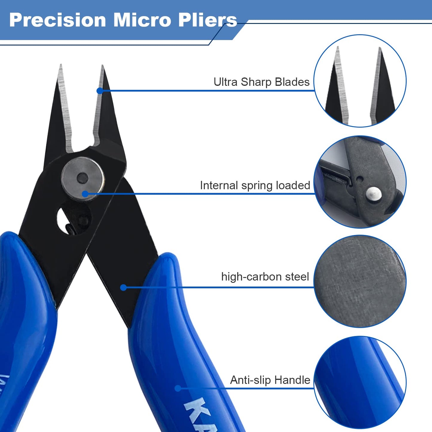 KAIHAOWIN 10-Pack 170 Small Wire Flush Cutters – Diagonal Cutting Pliers, Side Cutters for Electronics, Floral, Model, Copper Wire