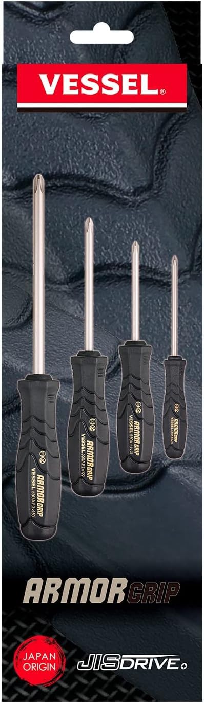 VESSEL - ARMOR GRIP™ Screwdriver Cross Point 4PC. Set (JISDRIVE) No.550APH4PBU