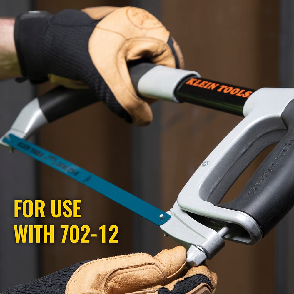 Klein Tools 1224BI-P Hacksaw Blades, Bi-Metal Replacement Blades, Made in USA, 24 TPI, 12-Inch, 10-Pack