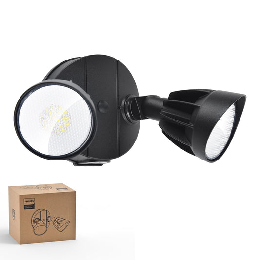 Philips 44W LED Security Flood Light, 3500LM Outdoor Light, 5000K Daylight, Switch Controlled, Dual Adjustable Heads, Aluminum, Wet Rated