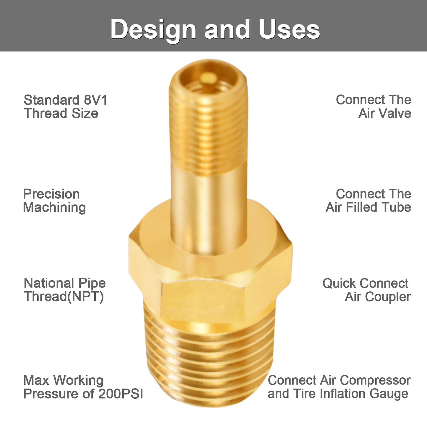 GODESON 1/4" NPT Tank Valve, Anti-Corrosion Brass Schrader Valve with 1/4" Male NPT,Using with Air Compressor Tanks(Pack of 4)