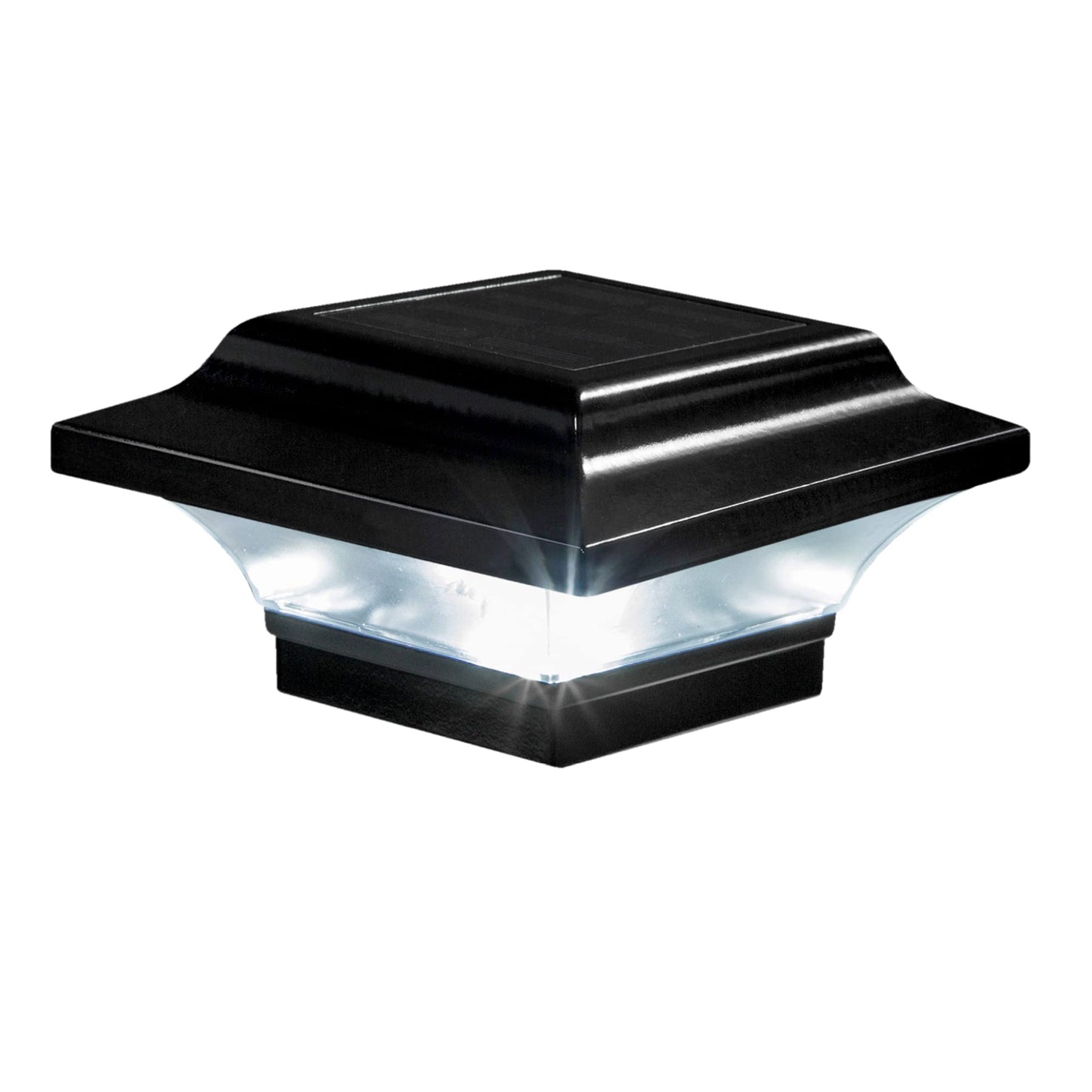 Classy Caps Imperial Solar Post Cap Black SLO82B – Fits 2"-2.5" Posts, LED Solar Light, Cast Aluminum, Warm & Cool Modes
