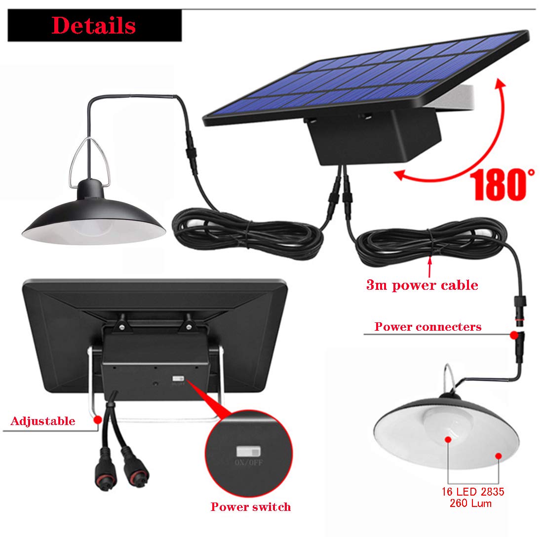ABZXT Dual Solar Pendant Lights, IP65 Waterproof, Dusk-to-Dawn Auto, Remote-Controlled Outdoor Lamp for Shed, Barn, Coop & More