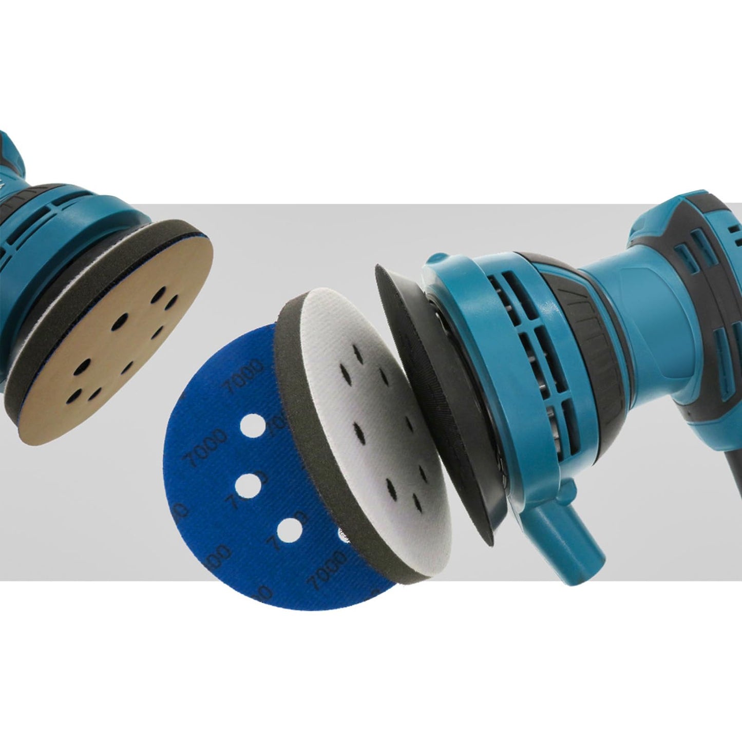 5 Pack 5 Inch 8 Holes Soft Density Interface Pads Hook and Loop 5" Sponge Cushion Buffer Backing Pad (Set of 5)