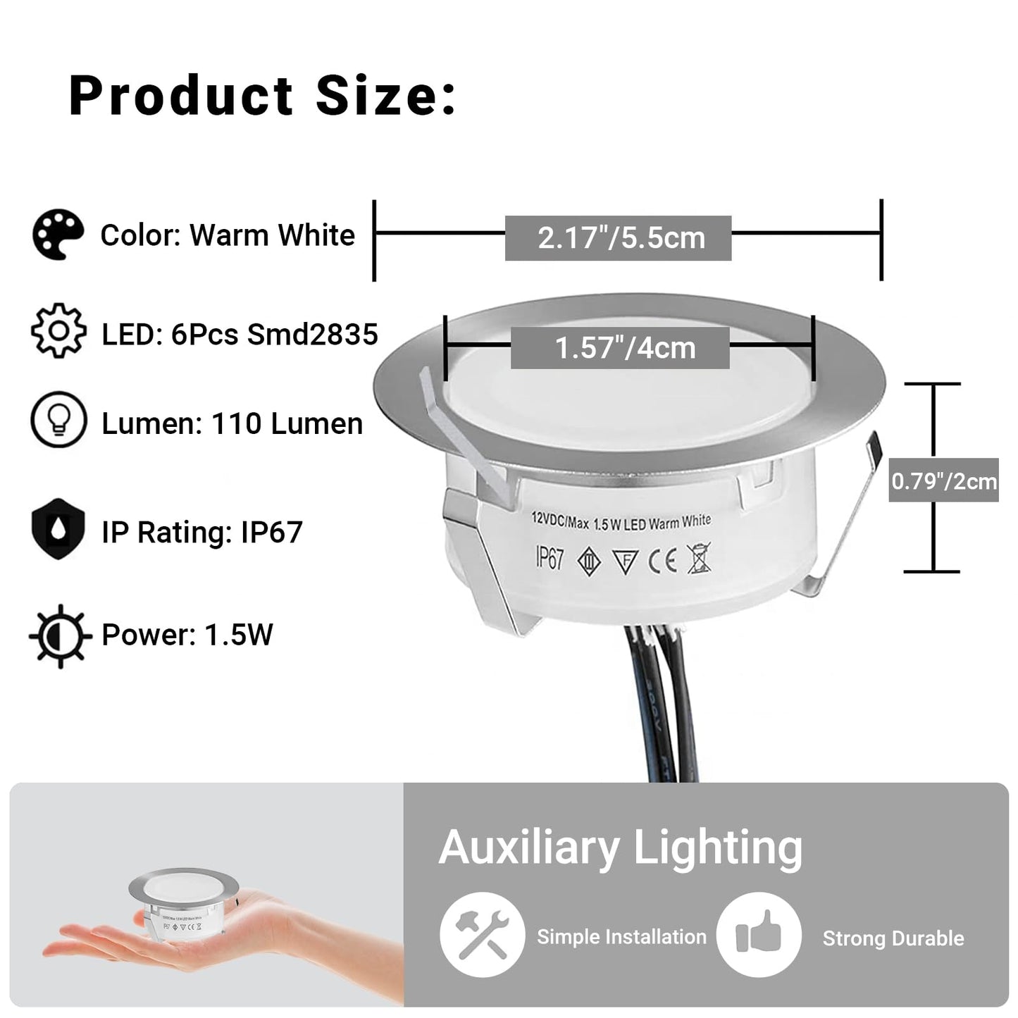 **SKYMVAO 6-Pack LED Sauna Explosion Room Lights, Recessed Waterproof IP67 Deck & Outdoor Step Lights, Low Voltage for Garden Patio Yard**