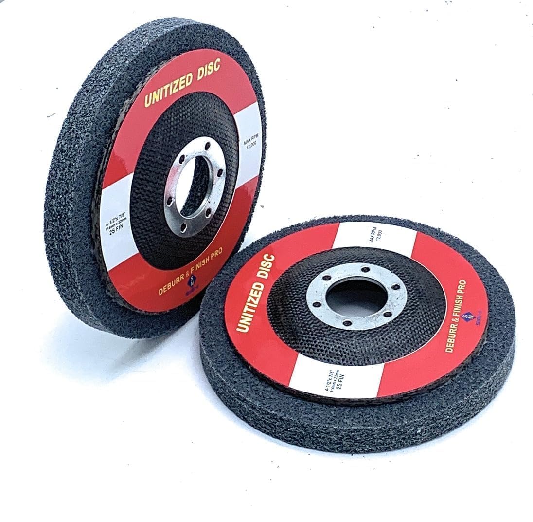 SIGNI Unitized Disc EXL UW - Surface Conditioning Deburr & Finish PRO 4-1/2”x 7/8”for Metal,Alloy,Steel for Angel Grinder (2S FIN, 2PCS)