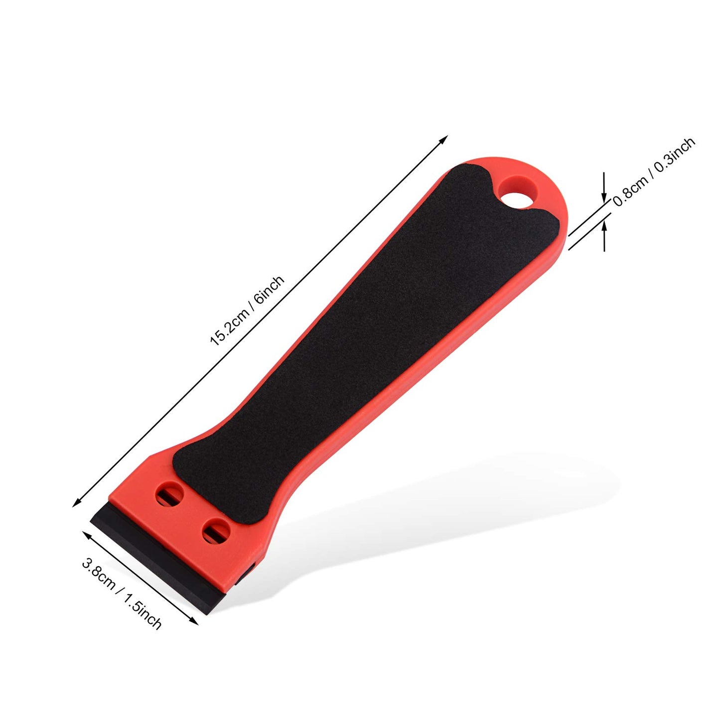 EHDIS 2pcs 6" Plastic Razor Scraper with 100 Double-Edge Blades – Adhesive, Vinyl, Window Tint & Sticker Glue Remover (Red)