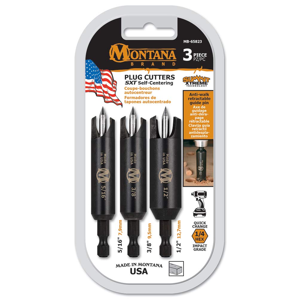 Montana Brands MB-65823 3 Piece Self-Centering Wood Plug Cutters