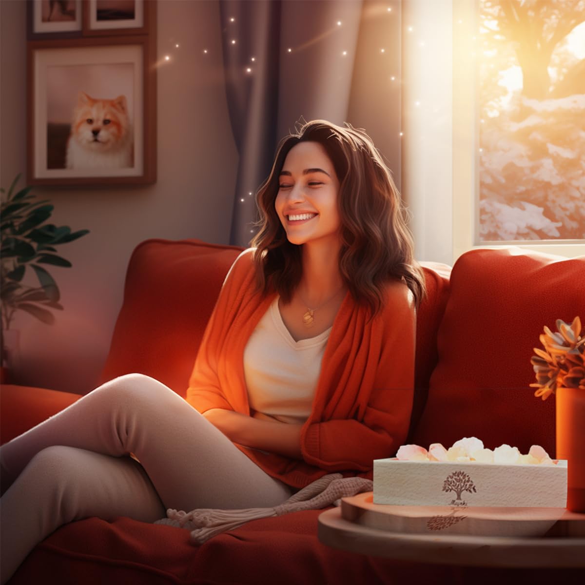 mlynkl Himalayan Salt Lamp Diffuser, 300g Pink Salt with Wooden Base, USB Powered Warm Light for Aromatherapy, Relaxation, Meditation, Home Décor, Gift