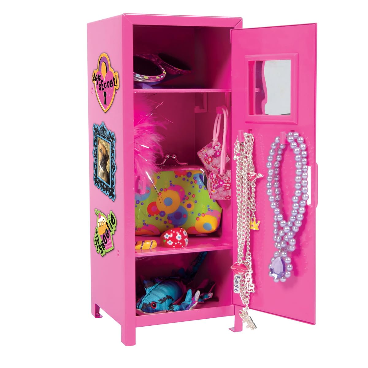 Schylling Girls Talk Pink Mini Locker - 11.25" Decorative Metal Storage Locker with 17 Mix-and-Match Magnets, Lock, and Keys - Ages 4-12
