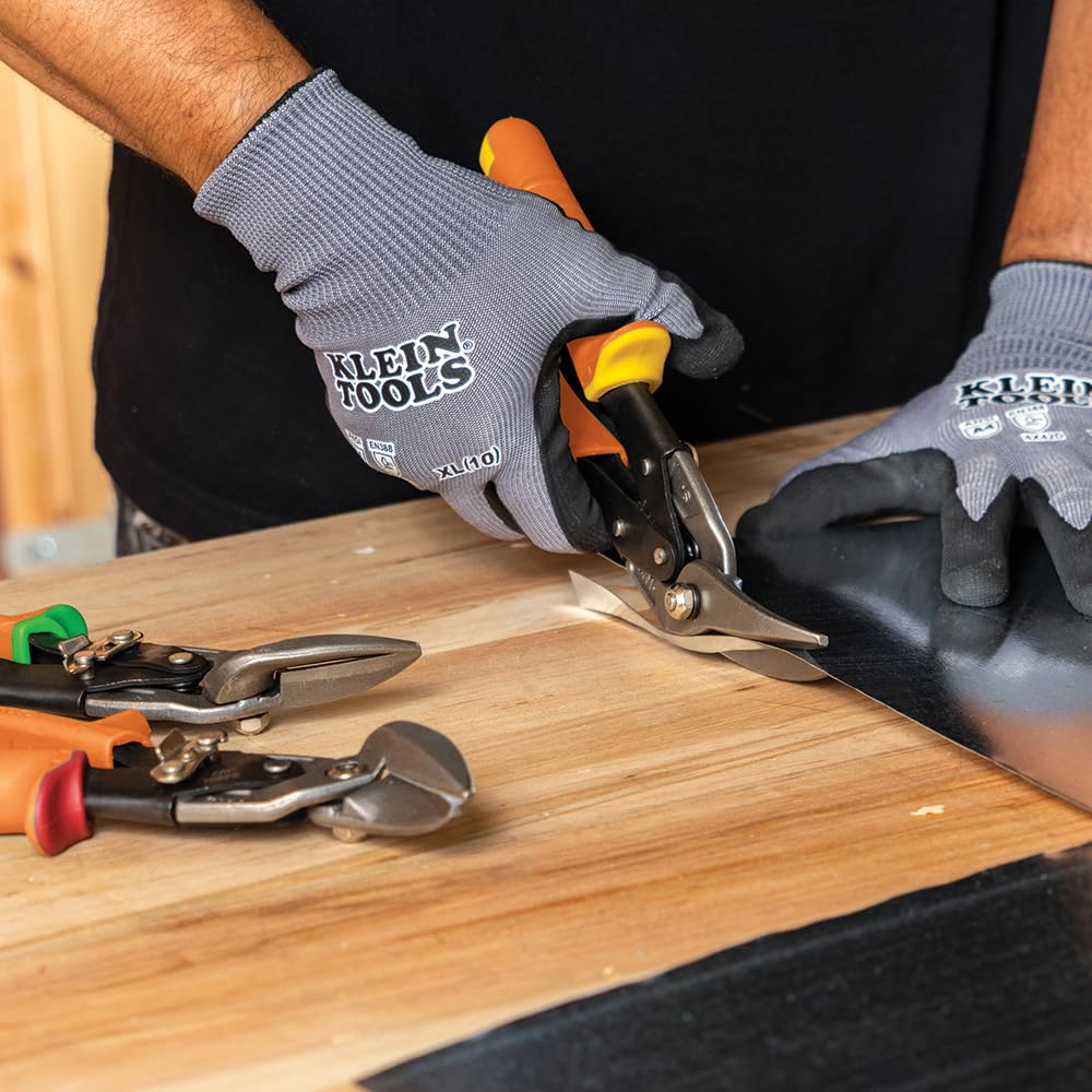 Klein Tools 2402S Straight-Cutting Offset Snips, Aviation Tin Snips with Forged Blade for Precision Sheet Metal Cutting