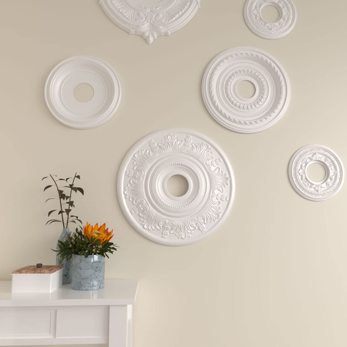 Ekena Millwork CM20VI 20-Inch OD x 3 1/2-Inch ID x 1 1/2-Inch P Vienna Ceiling Medallion