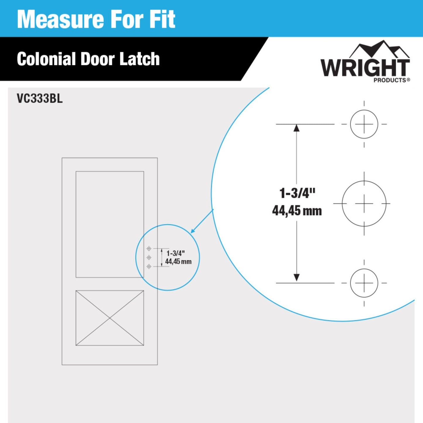 Wright Products - Colonial Tie Down Push Button Door Latch for Screen and Storm Doors, Black