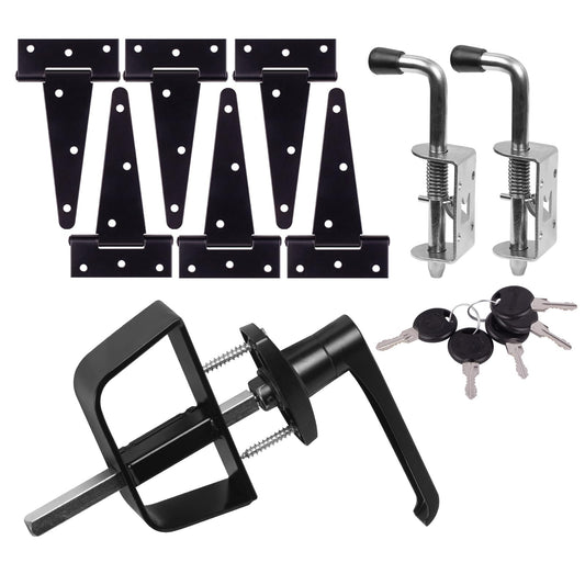GEDSIOLD Shed Door Hardware - Complete with Hinges, Latches, and L-Handle Lock - Includes Window and Door/Window Hinge Set, for Gates, playrooms