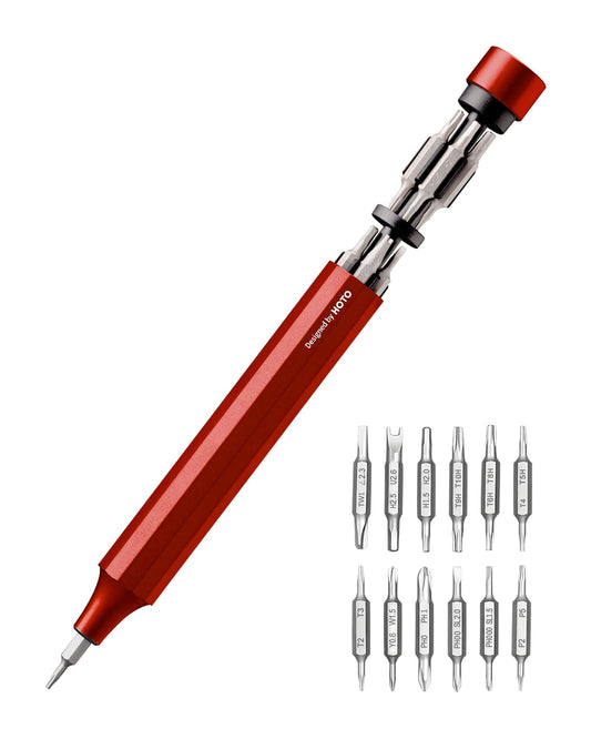 HOTO 24-in-1 Magnetic Precision Screwdriver Set, Mini EDC Pen for Electronics, Watches, Phones, Laptops, Cameras – Cinnabar Red