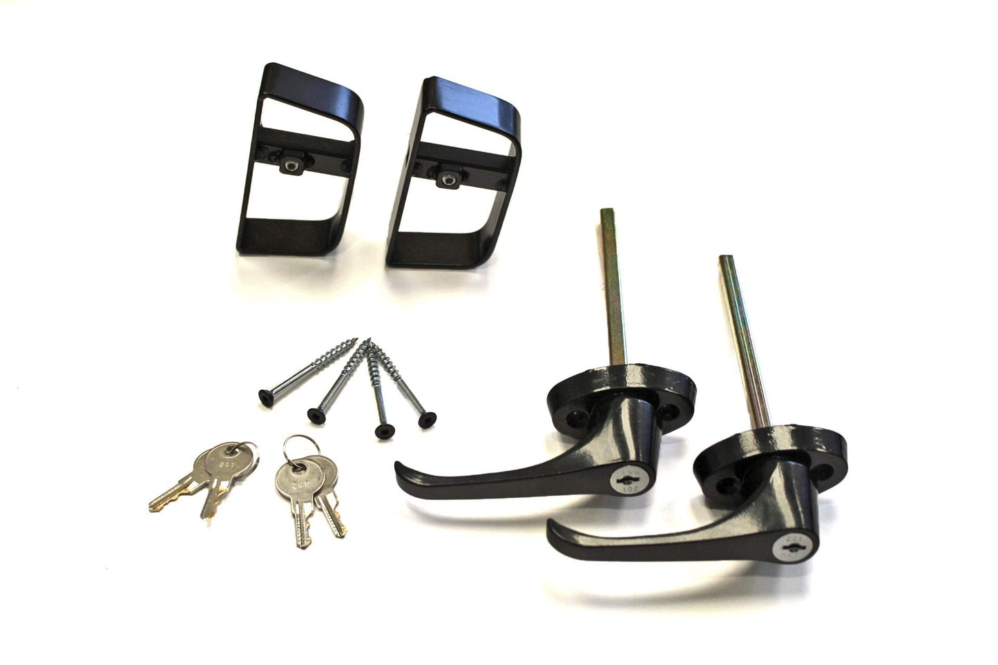 Doors & Door Hardware 5-1/2" Black L Handle Door Lock Set - For shed, gate, playhouse - 2 KEYED ALIKE