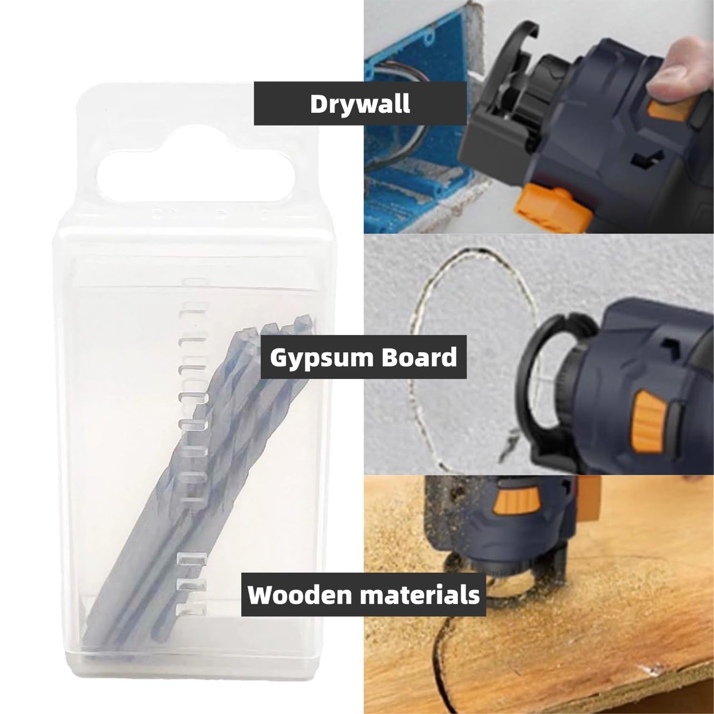 12 Pieces Drywall Cutting Tools 5/32 Inch Guide Point Cutting Bits,HSS65 Drill Bits, Cutting Drywall, Used for with Spiral Saw and Power Tools