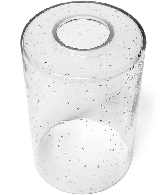 Clear Seeded Bubble Glass Cylinder Lamp Shade Replacement, 3.9” Dia x 5.9” H, 1-5/8” Fitter Opening