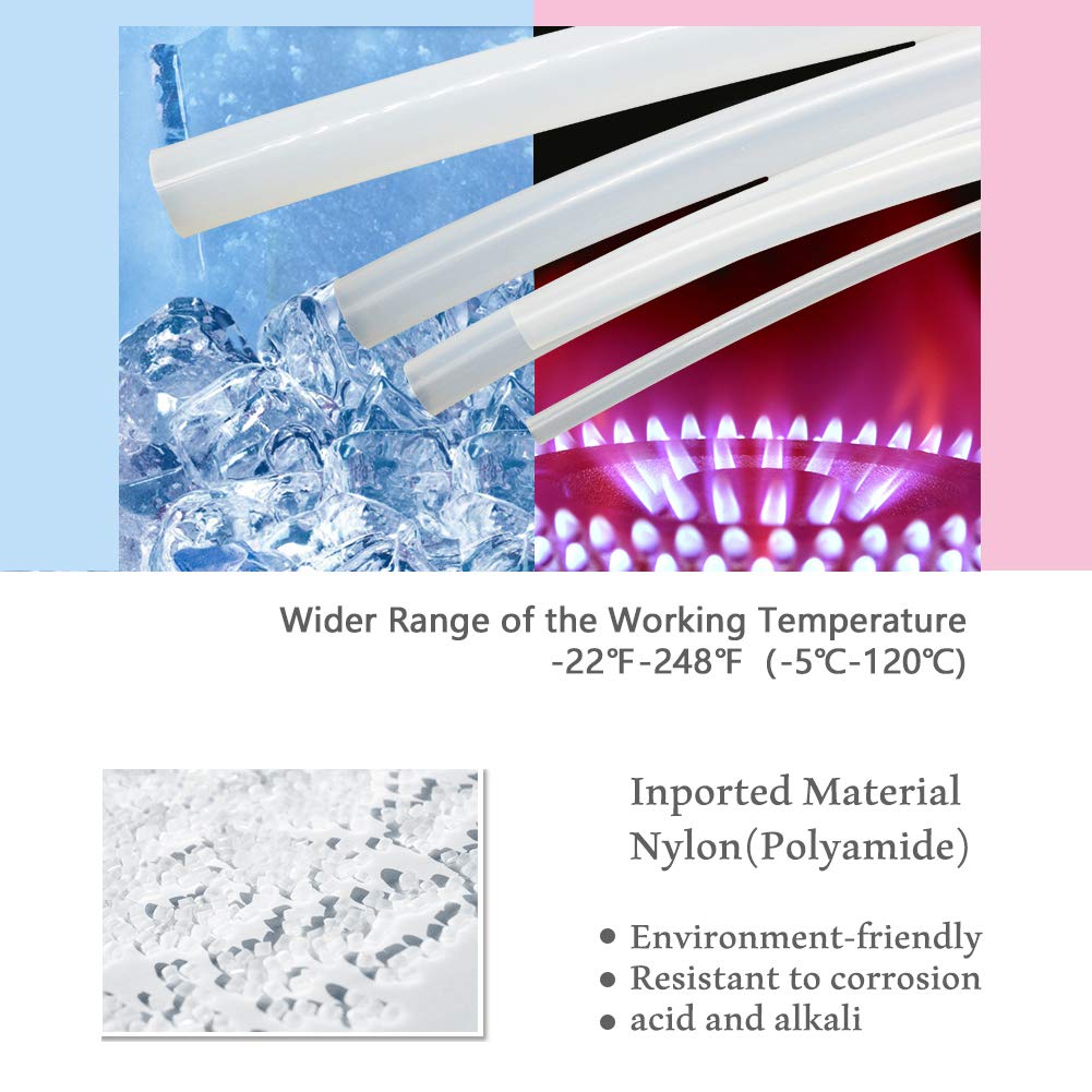 Beduan 6 mm OD Pneumatic Air Line Tubing Nylon Air Hose for Fluid Transfer or Air Brake System 32.8ft (Clear)