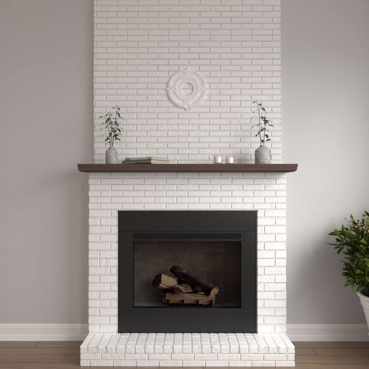 Ekena Millwork CM12AT Attica Ceiling Medallion, 12 3/4"OD x 4"ID x 1/2"P (Fits Canopies up to 4"), Primed White