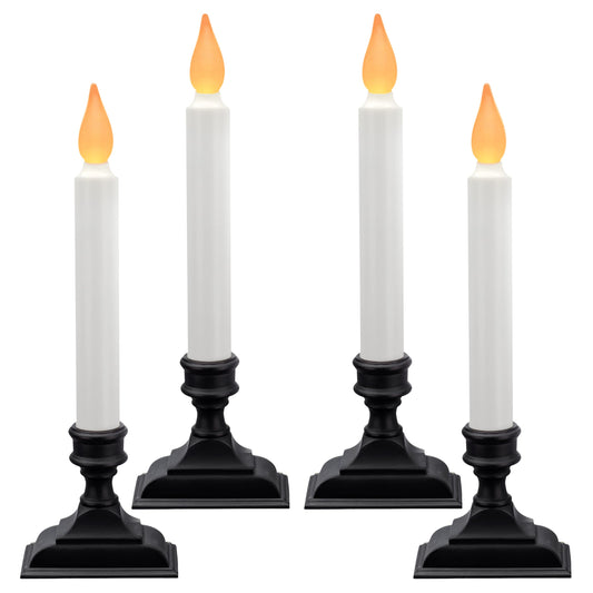 612 Vermont Battery Operated LED Window Candles with Flickering Amber Flame, Automatic Timer, 9.75 Inches Tall, VT-1206A (Pack of 4, Antique Bronze)